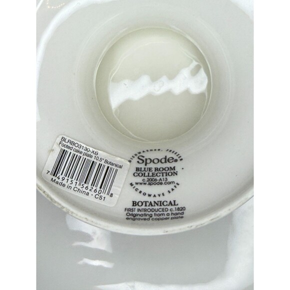 Spode Blue Room Collection Botanical Footed Cake Pie Stand 10 3/4" Georgian - Picture 4 of 4